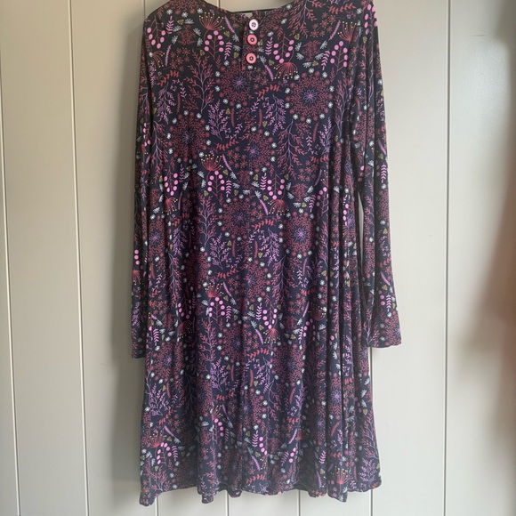 Matilda Jane Resolution Navy Floral Long Sleeve Jersey Trapeze Dress Size Large - Picture 4 of 12